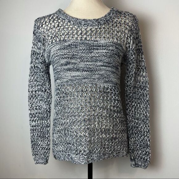Blue & White Glitter Loose Knitted Pullover Crew Neck Long Sleeve Sweater size S - Picture 12 of 12